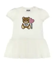 Teddy bear print dress 69M,36M Cloud White