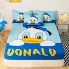 Donald & Daisy Duck Cartoon Bed Decor Set Fitted Sheet Single/Double/Queen Size