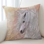 Primavera Gorgeous White Horse Cushion Cover