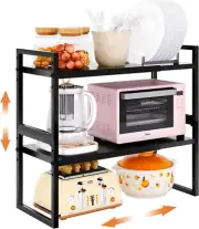 Expandable Kitchen Countertop Organizer, Stackable Cabinet Shelf Organizers, Spa