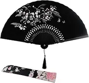 Grassflowers Folding Hand Fan - Fabric Sleeve Protection - Birthday Gifts - Chinese/Japanese Vintage Style - Home Decorations