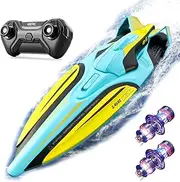 yzcn Remote Control Boat，2.4G Long-Distance Powerful Dual Motors Fast rc Boat，Over Distance|Low Power Alarm，Suitable for Oceans, Pools, Lakes，Pool Toys for Boys and Girls (Green)