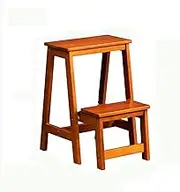 2 Step Library Step Stool, 3 in 1 Wooden Ladder Adult Step Stool/Ladder/Counter Chair for Home Office Library Kitchen Load Bearing 150kg(Color 1)