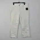 John Mark Denim Pants Women's Size 14p Floral Embroidered Ankle Stretch White 11