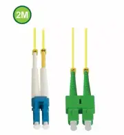 2M LC UPC to SC APC Duplex 9/125 Single Mode Fiber Optic Patch Cable OFNR Yellow