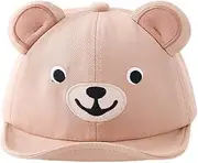 [Besforta] Cute Bear Embroidered Baby Duck Cap Adjustable Cotton Breathable Toddler Infant Boys Girls Sun Hat for Boys Girls Age 1-3T