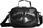 Astronaut Raccoon Face Insulated Lunch Box for Women Men - Ideal for Work, Picnics - Includes Adjustable Shoulder Strap