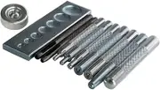 DIY Leathercraft 11pcs Craft Tool Die Punch Snap Kit Rivet Setter with Base for Punch Hole and Install Rivet Button