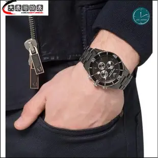【大表哥】實拍 ARMANI 阿瑪尼 阿曼尼男錶AR1421 男錶AR1424 黑色陶瓷錶帶三眼計時腕錶 送調表器