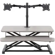 VIVO Gray 32" Standing Desk Riser with Adjustable Dual 13" to 30" Monitor Mount