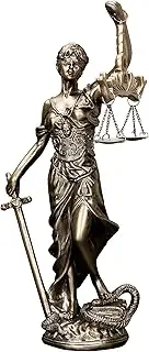 JKUDTQL 12 in Lady of Justice Statue - Blind Goddess Sculpture With Scales for Office, Bookshelf, Desk Decor - Greek Roman Angel