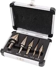 ZONADA 5psc in Set HSS Cobalt Multiple Hole 50 Sizes Step Drill Bits Set High Speed Steel with Aluminum Case for Wood and Steel PVC Plastic Cardboard Holes Drilling
