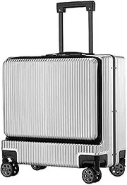 [Wnota] Trolley Suitcase Carry On Luggage Front Opening Combination Lock Boarding Suitcase Checked Luggage Luggage Suitcase (Color : A, Size : 18 inch)