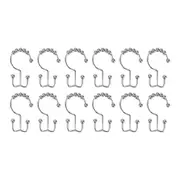 Shower Hooks Stainless Steel Shower Curtain Hooks 12PCS Anticorrosion Double Hook Plating Polishing Shower Curtain Rings