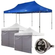 Adventure Kings Gazebo 6mx3m + 2x Gazebo Side Wall + 2in1 Camping LED Light Fan