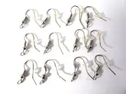 6 Pairs Silvertone Shepherd's Hook Wire Earrings DIY Dangles w/Rubber Clasp