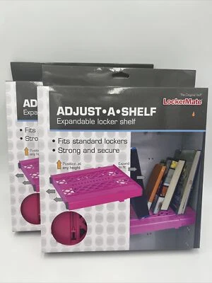 LockerMate Adjust A Shelf Expandable Locker Shelf, Pink. Standard Fit. 2 Total!!