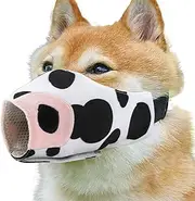 Cow Print Dog Muzzle - Breathable Pet Muzzle | Adjustable Loop Secure Training Cover to Prevent Biting Chewing Scavenging