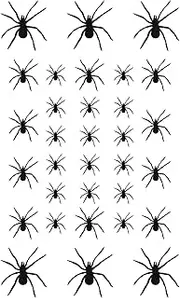 MIMIKRY Tattoos 32 Spiders Black Make-Up Special FX Halloween Horror Carnival Fancy Dress