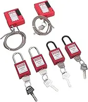 Lockout Tagout Kit Electrical Loto, Safety Padlocks, Circuit Breaker Lockout, Hasps, Lock Out Tags, Adjustable Cable Lock, Pocket Bag, for Safety Electrical