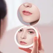 Makeup Mirror LED Two-Side Compact Small Cosmetic Women USB Rechargeable - WHITE