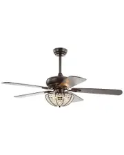 JONATHAN Y Joanna 52in 3-Light Bronze Crystal LED Ceiling Fan With Remote