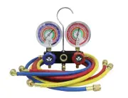 (57161 Black Aluminum R410A, R22, R404A 2-Way Manifold Set with 3-1/8" Gauges...