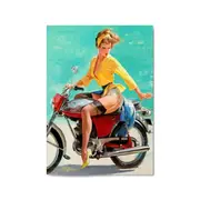 Vintage Pin-Up Girl Vespa Man Cave Wall Art