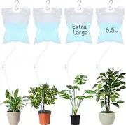 Ziliny 4 Pcs Extra Large Plant Automatic Watering Bag 6.5 L Drip Irrigation Bag Self Automatic Watering System Drip Irrigation Device with Adjustable Valve Switch for Gardening Flower Outdoor, Clear