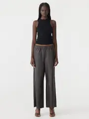 Leather Pull On Wide Leg Pant