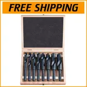 Heavy Duty 8-Piece Drill Bit Set - Includes 9/16 to 1 Inch Sizes, Wooden Storage