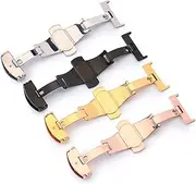 [VALICLUD] Stainless Steel Double Button Clasp for Leather Watch Straps Non-automatic Buckle Polished for Straps for Men and Women
