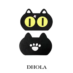 DHOLA｜【 大眼黑貓手機袋材料包 】不織布 材料包 團體教學 朵拉手藝