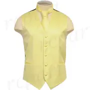 New Brand Q polyester formal Men's Vest Tuxedo Waistcoat & Necktie light yellow