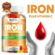 Iron 650mg - Immune System Boost, Relieve Anemia, Anti-fatigue - Vitamin C