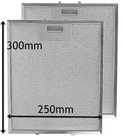 SPARES2GO Cooker Hood Metal Mesh Grease Filter for Kitchen Extractor Fan Vent (Pack of 2 Filters, Silver, 300 x 250 mm)