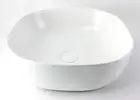 VANITY Counter Top MATT WHITE Thin Feather Edge Ceramic Basin Bowl 425x425 x145