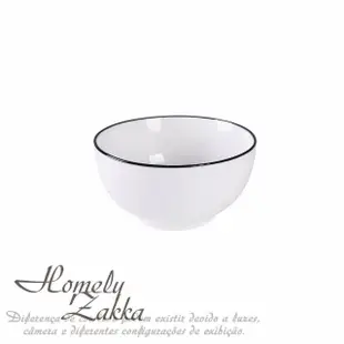 【Homely Zakka】北歐創意簡約黑邊Black系列陶瓷餐具_小圓飯碗x2件組(飯碗 湯碗 餐具 餐碗 盤子 器皿)