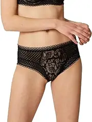 [Maison Lejaby] 18664-4 Women's Dot Flowers Black Floral Lace Knickers Panty Full Brief Medium