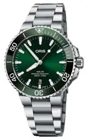 Oris Aquis Automatic Steel Green Dial Date Divers Mens Watch 733 7766 4157-MB