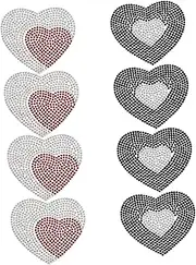 HEALSOPTHY 8Pcs Heart Shaped Rhinestone Patches for Clothing Bags and DIY Decor Decorative Appliques for Mending and Adorning Clothes for Craft Lovers