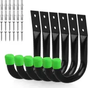 Heavy Duty Garage Storage Utility Hooks, Wall Mount, Black (6PCS)