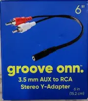 Groove Onn 3.5 mm 6" AUX to RCA Stereo Y-Adapter NIB