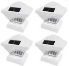 Set of 4 White Color Square Solar Light Post Cap 4x4 PVC Fence Style 246WX4