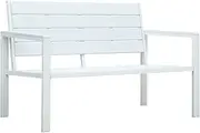 'vidaXL Garden Bench: Weather-Resistant HDPE, Wood Look, Sturdy Steel Frame, Lightweight Design - Ideal for Outdoor Living Space and Garden - White