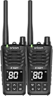 Oricom 2 Watt UHF2600-2 Floating IPX7 UHF CB Radio Twin Pack - Instant Replay with up to 6 mins of Recording, IP67, Floats Flashes Water, Compact, Backlit LCD Display