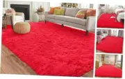Soft Shag Rugs for Bedroom, 4x6 Fluffy Shaggy Rugs for Living Room 4x6 Feet Red