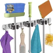 ZONGOOL Mop Broom Holder Wall Mount, Organizer 1Pack 3R4H, Silver 1pack Box 1