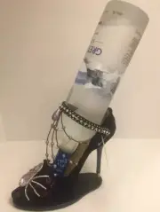 Katherine's Collection Wine Bottle Holder Jeweled Spider Stiletto Heel Shoe NEW