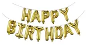 Gold Happy Birthday Balloons Banner 16 Inch Mylar Foil Letters Inflatable Par...